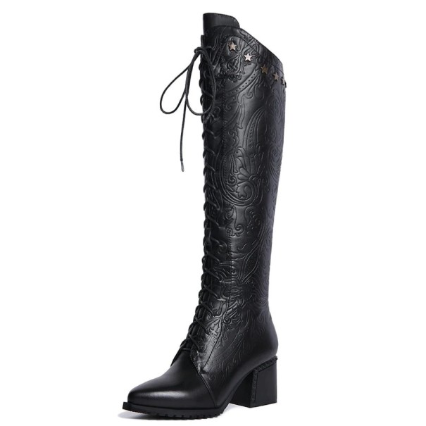 Lederstiefel für Damen schwarz 35