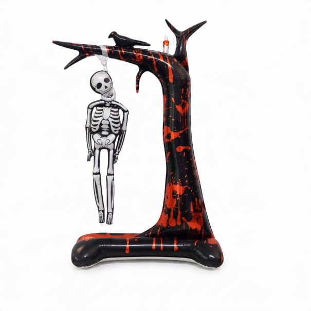 Légbuborékos balónelemző koponya a fán Halloween dekoráció 120 x 70 cm Fóliás ballon Fekete és piros Dekoráció Halloweenra 1