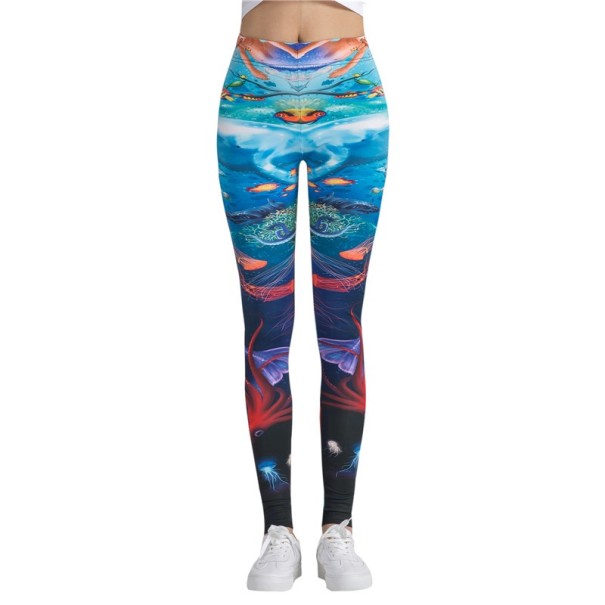 Leggings 3D femininas com estampado do mar 1