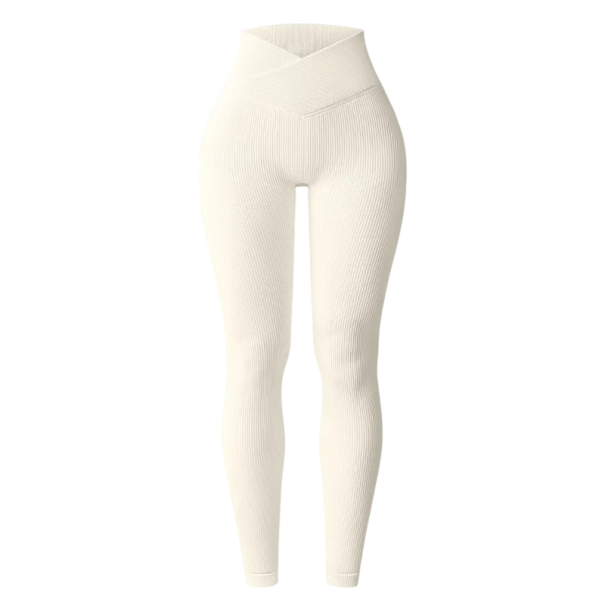 Leggings da donna senza cuciture per la palestra con alto vita a V Pantaloni fitness elasticizzati aderenti fino alla caviglia Leggings sportivi comodi per l'allenamento bianco M