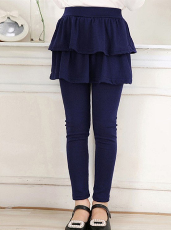 Leggings da ragazza con gonna J2894 blu scuro 3