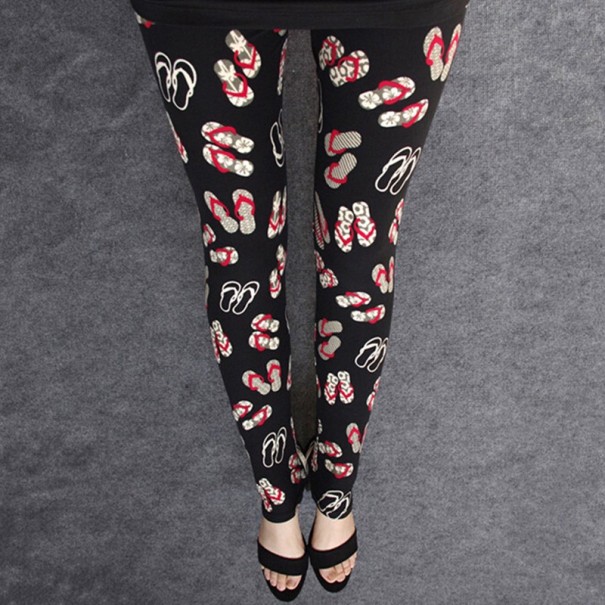 Leggings de mujer con estampado de chanclas - Negro 1