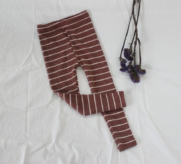 Leggings de rayas para niña T2492 ladrillo 4