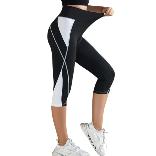 Leggings de yoga de cintura alta para mujer, hasta la pantorrilla, elásticos, transpirables y cómodos. blanco S
