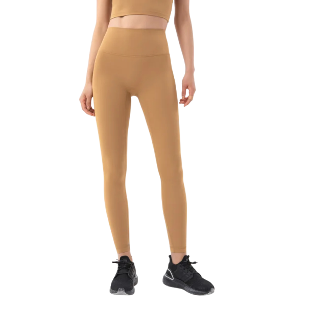 Leggings de yoga de nailon para mujer, cómodos, de cintura alta, elásticos y transpirables, para gimnasio caqui M