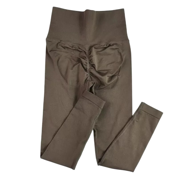 Leggings de yoga sin costuras para mujer con efecto push-up, ajustados, elásticos, hasta el tobillo, para hacer ejercicio, yoga, correr, gimnasio. marrón M