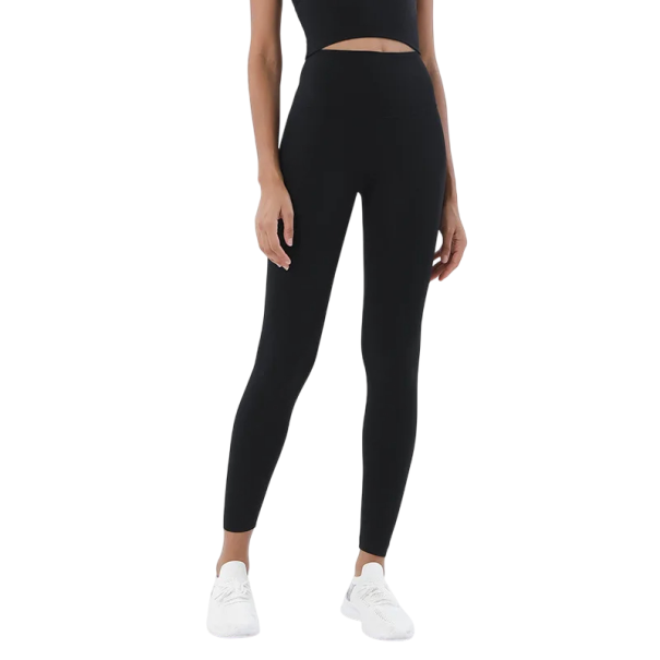 Leggings desportivas de ginásio com cintura alta Calças elásticas e respiráveis Bolsa invisível na cintura Material absorvente preto M