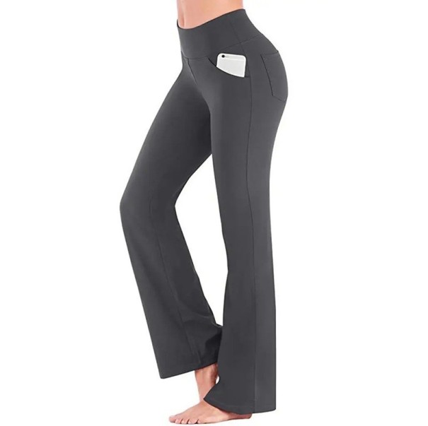 Leggings elásticos de cintura alta elegantes para mujer Piernas anchas Bolsillo lateral Pantalones largos y cómodos para uso diario gris 3XL