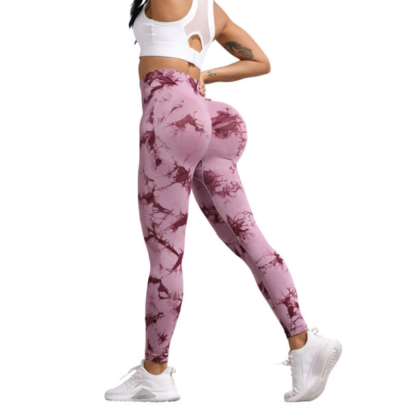 Leggings femininas com cintura alta Push-up bezešve calças de ioga com padrão tie-dye Leggings de fitness elásticas para exercício e lazer rosa XL