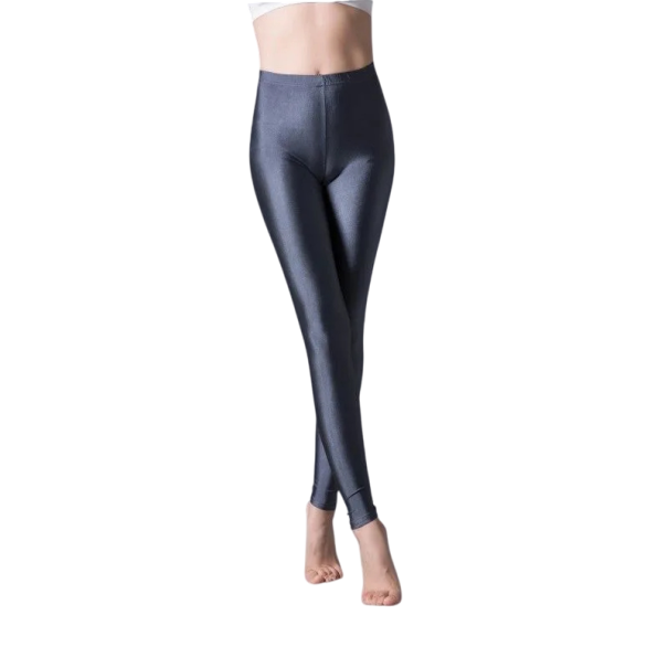 Leggings lucidi aderenti per donne Pantaloni da yoga altamente elastici Effetto lucido Abbigliamento fitness Leggings elasticizzati per sport e tempo libero grigio M/L