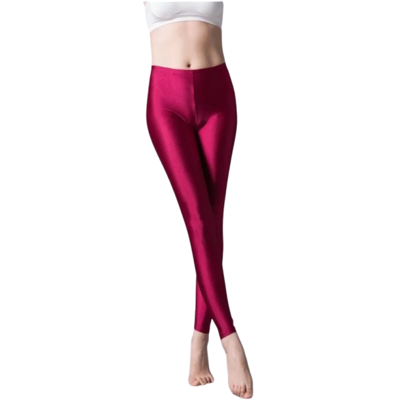 Leggings lucidi aderenti per donne Pantaloni da yoga altamente elastici Effetto lucido Abbigliamento fitness Leggings elasticizzati per sport e tempo libero rosso M/L