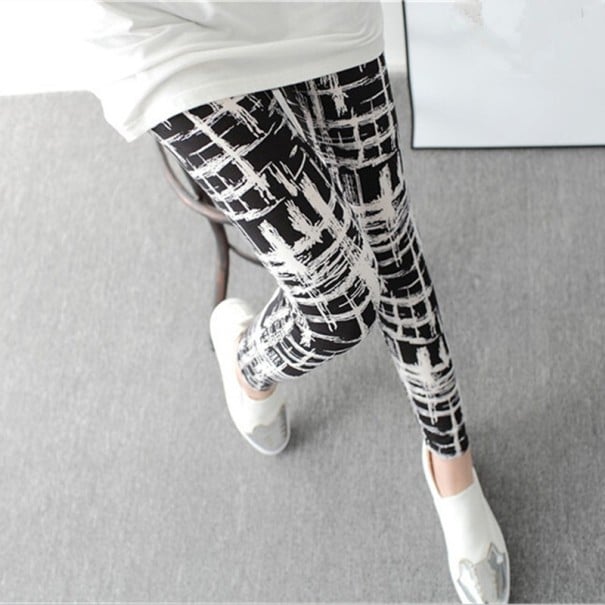 Leggings pour femmes avec des motifs en grille - Noirs 1