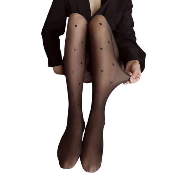 Leggings pretas femininas quentes com corações até ao tornozelo para temperaturas de 15–20 °C Leggings elegantes para a primavera e outono 1