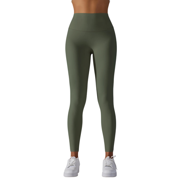 Leggings respirants pour femmes avec taille haute Pantalons de sport pour le fitness Yoga Course Cyclisme Vêtements élastiques pour la salle de sport Coupe confortable vert armée M