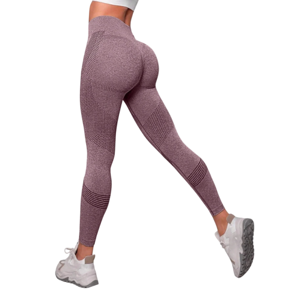 Leggings sportivi senza cuciture per donne Pantaloni elastici a asciugatura rapida con materiale traspirante e vita alta affusolata per l'allenamento rosa scuro L