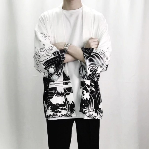 Leichte Herrenjacke mit Drachenprint J1431 weiß M
