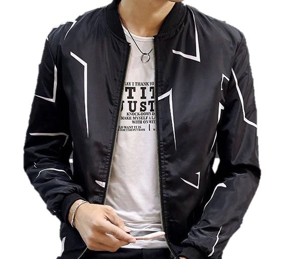 Leichte Herrenjacke mit Muster J1432 schwarz S