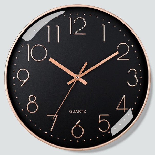 Leise Wanduhr 20 cm Kunststoffglas 3D geprägtes Zifferblatt Kein Ticken Leise Uhr für Wohnung Büro Küche Wohnzimmer schwarz