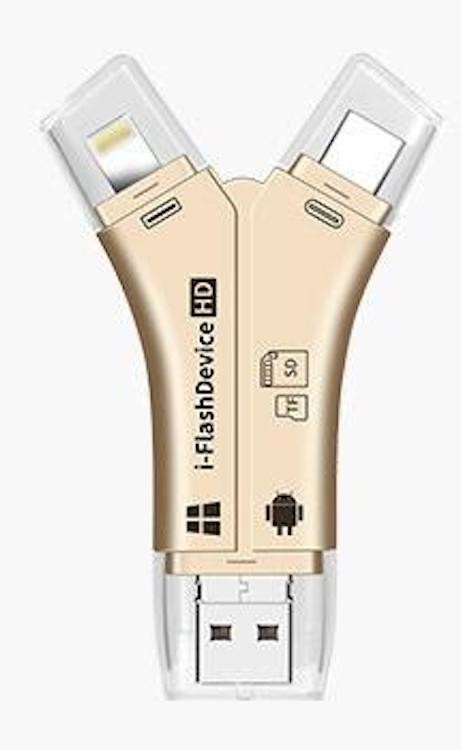 Leitor de cartões de memória 4 em 1 A1352 dourado