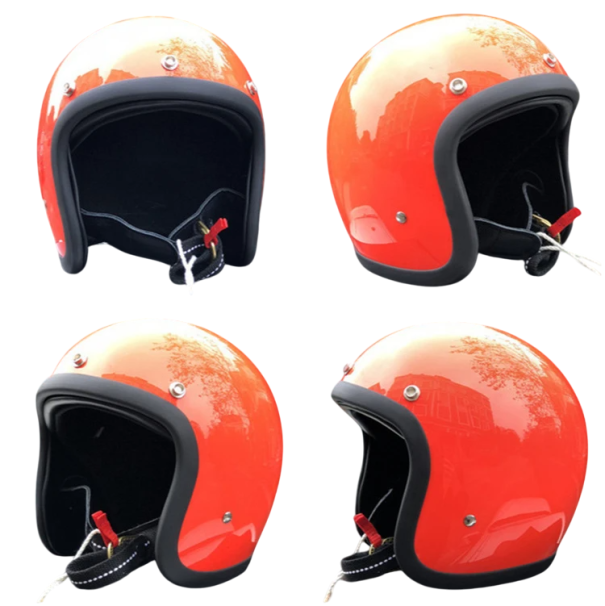 Lekki kask motocyklowy retro z włókna szklanego w stylu vintage Kask otwarty dla motocyklistów skuterów chopperów cafe racer bezpieczny sprzęt motocyklowy pomarańczowy L (57-58 cm)