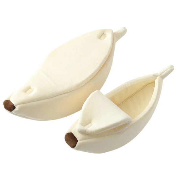 Lemmikkien peti 40 x 15 x 10 cm Enintään 1 kg Pehmeä banaanin muotoinen peti Pehmeä nukkumapaikka pienille koirille, kissoille ja jyrsijöille beige
