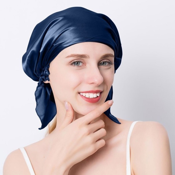 Lenço de seda para senhora azul escuro