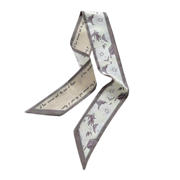 Lenço estreito boémio 6 x 90 cm Retro fita para o cabelo e pescoço Faixa de cabelo feminina para a bolsa Moda informal durante todo o ano cinzento