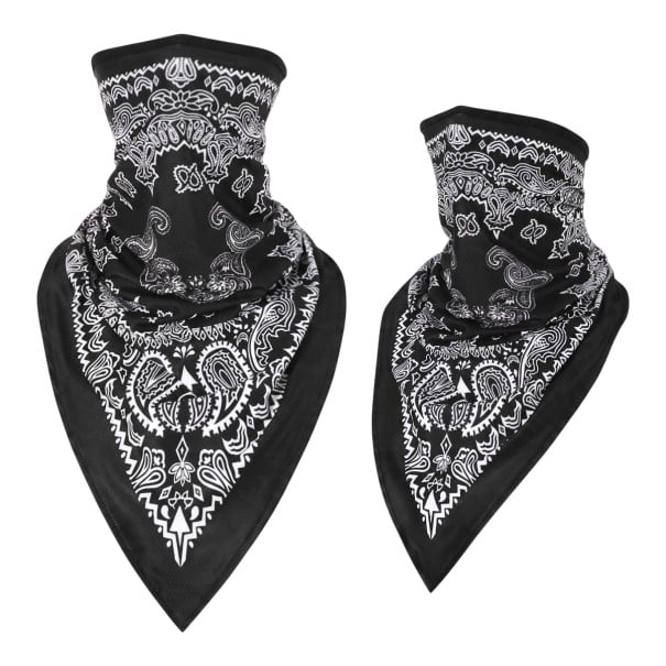 Lenço respirável para o rosto e pescoço com ponta triangular e padrão paisley em tamanho universal para moto, esqui e caminhadas preto