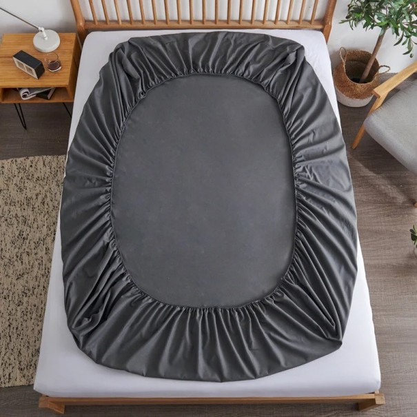 Lençol elástico 180x200x30cm 100% algodão Lençol elástico para cama Colchão Respirável Suave ao toque Sono confortável cinzento escuro