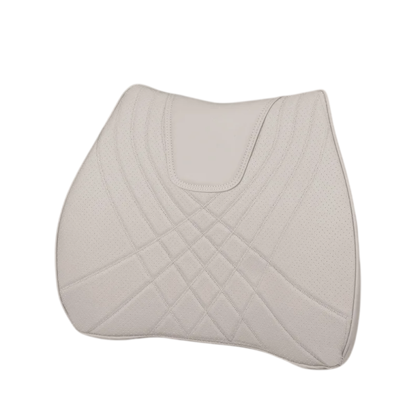 Lendensteun voor auto van traagschuim en kunstleer 40x30x8 cm Ergonomische rugsteun Kussen voor gezond zitten Comfortabel rijden beige