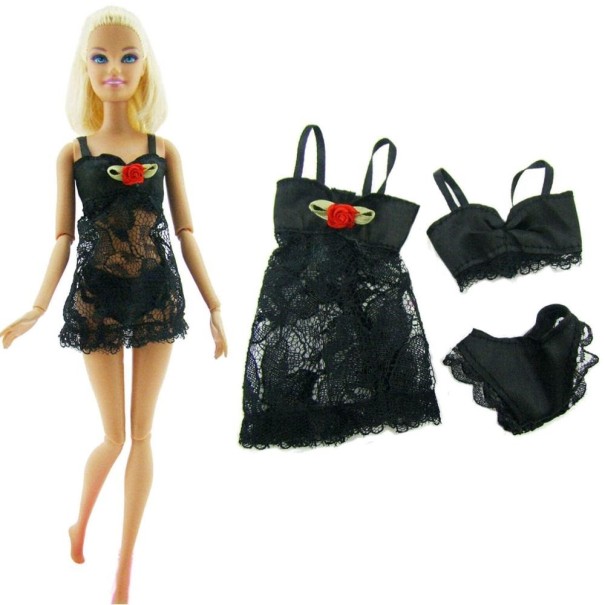 Lenjerie pentru Barbie negru