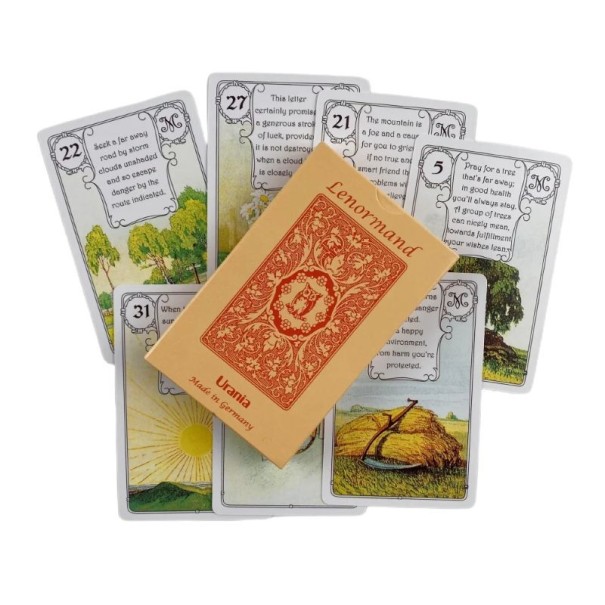Lenormand tarotkárty jósló pakli 38 kárty kb 9,6 cm színes illusztrációk klasszikus motívumokhoz jóslásra és értelmezésre 1