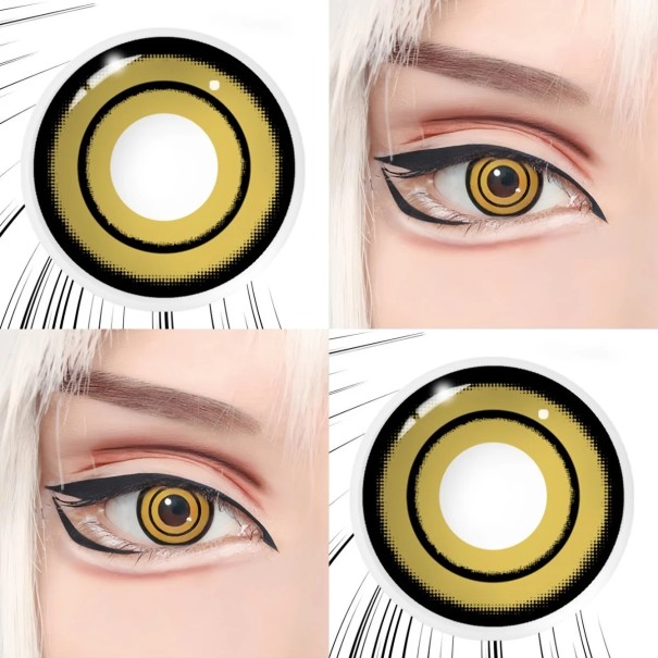 Lentes de contacto de color amarillas suaves de hidrogel efecto anime diámetro 14.5 mm 6 meses para uso diario 1