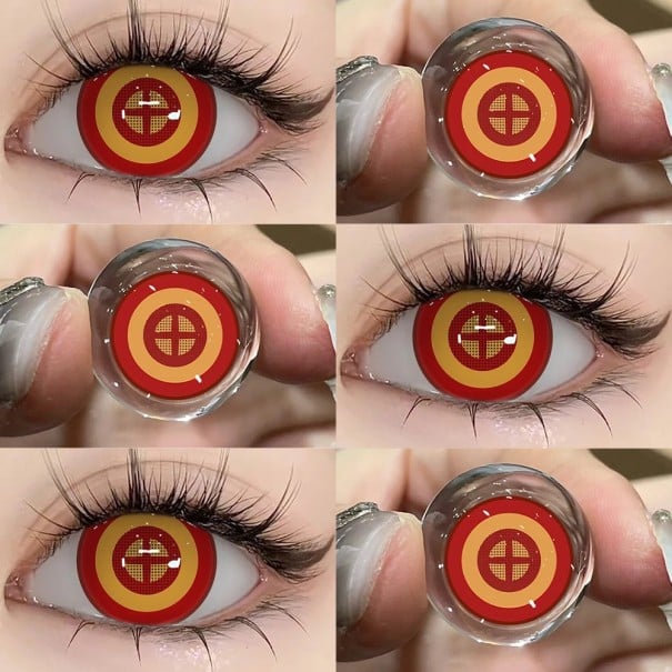 Lentes de contacto de color con diseño de diana y motivo cruzado diámetro 14.5 mm hidrogel anuales diseño llamativo para cosplay y estilización 1