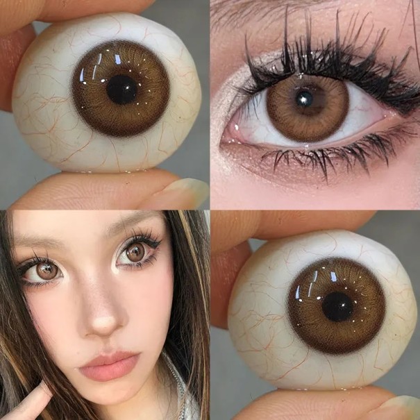 Lenti a contatto colorate annuali con diottria -8.00 lenti decorative per effetto cosplay anime dell'iride marrone