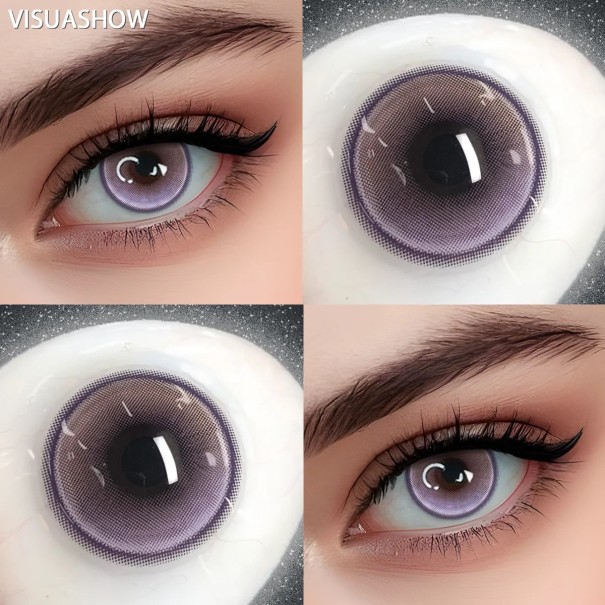 Lentilles de contact colorées violettes souples en hydrogel motif en quadrillage diamètre 14,5 mm 6 mois pour un port quotidien 1
