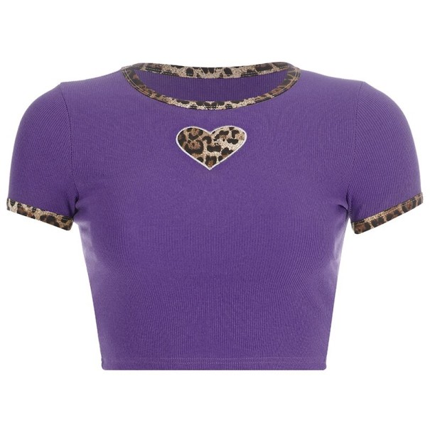 Leopard crop top til kvinder lilla S