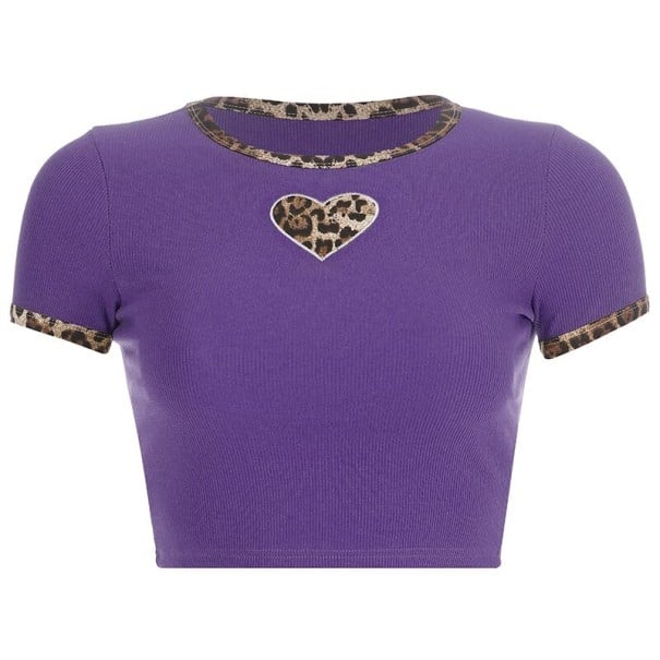 Leopard crop top til kvinder lilla XS