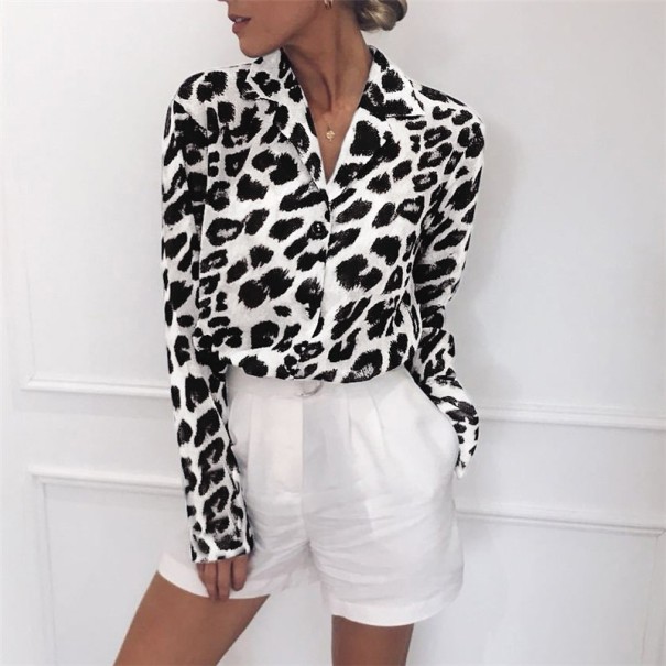 Leoparden-Hemd für Damen weiß M