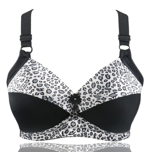 Leopardí Push-up podprsenka - košíčky E černá 90E