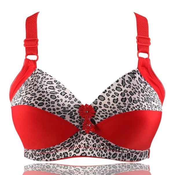 Leopardí Push-up podprsenka - košíčky E červená 85E