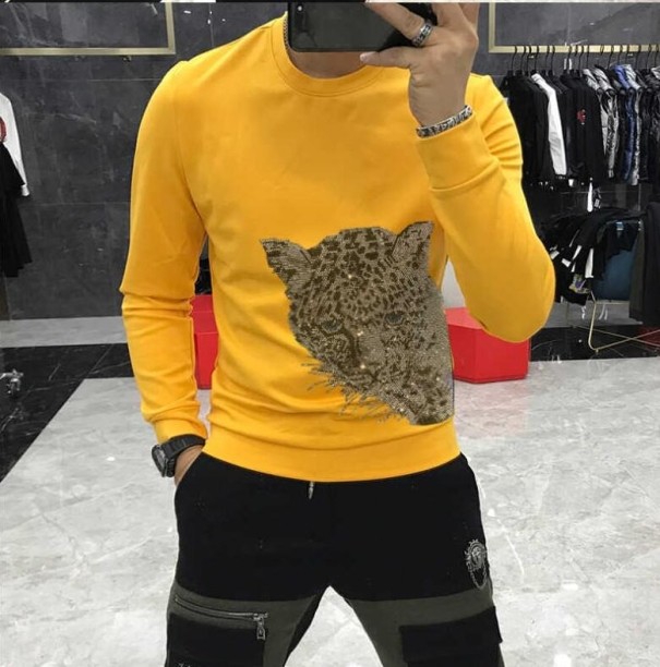 Leopardtröja för män gul M