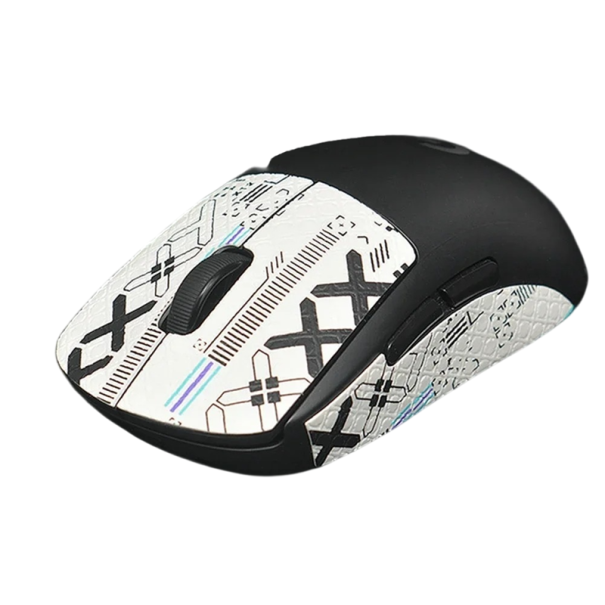 Lepicí páska na myš protiskluzový grip samolepicí nálepky ergonomický povrch abstraktní grafický design pro lepší ovládání myši bílá