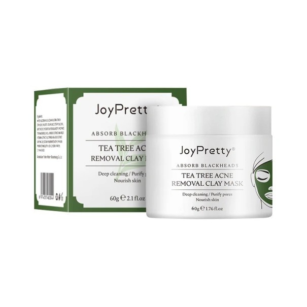 Ler ansigtsmaske mod akne Rensende ansigtsmaske med tea tree-ekstrakt Grøn ler mod fedtet ansigt Grøn te ansigtsmaske 60 g 1