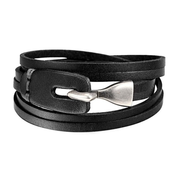 Leren armband H586 zwart