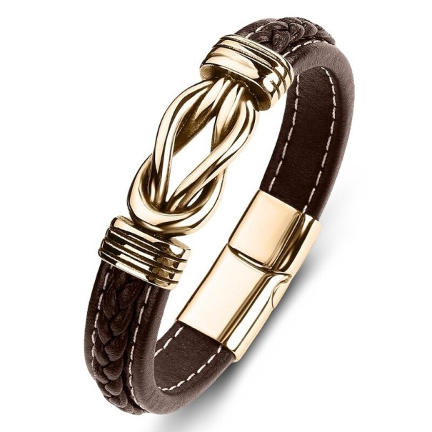 Leren armband H643 bruin 18,5 cm 1