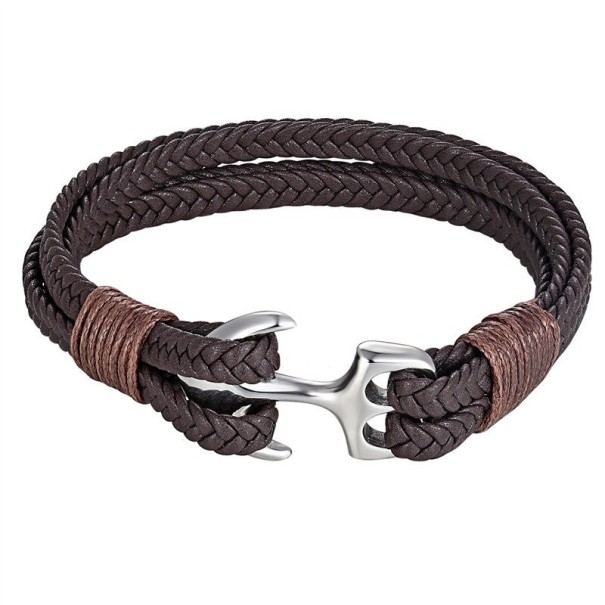 Leren armband met anker 19 cm 11