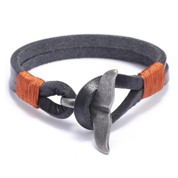 Leren armband met vinnen zwart