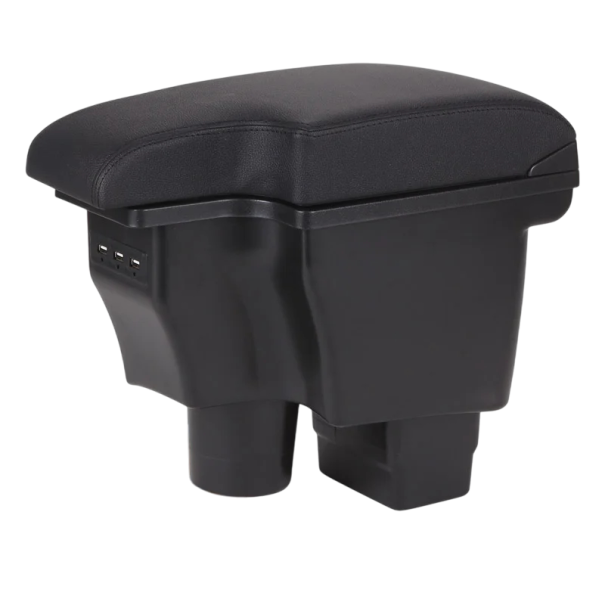 Leren armsteun voor Mazda CX-3 en Mazda 2 Skyactiv met USB, verstelbare armsteun met opbergdoos, kunstleer, eenvoudige montage, auto-accessoire zwart