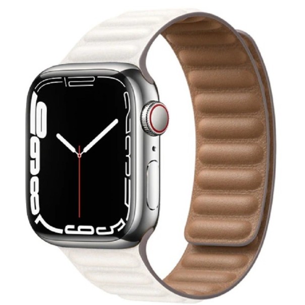 Leren band voor Apple Watch 42 mm / 44 mm / 45 mm wit
